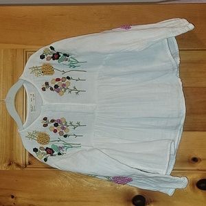 ZARA GIRLS Embroidered Flowers Cotton Girls Top sz 8